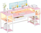 Pamray 58 Inch Gaming Computer Desk with Monitor Stand Drawers and Shelves by PAMRAY
