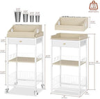 Makeup Organizer Cart, Removable Display Case, White and Natural - Image 7
