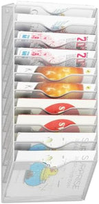 10 Pockets Mesh Hanging Wall File Holder Organizer Wall Mounted Paper Magazine Rack, Silver by GDINDINFAN