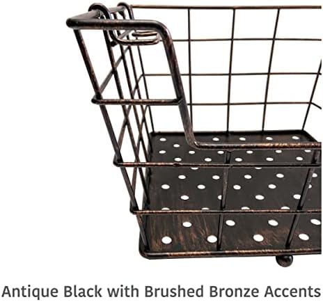 Mikasa Gourmet Basics Ferme 4-Tier Market Basket - Antique Black Wire and Acacia Wood Handle, Kitchen Fruit Vegetable Storage Organizer, 13.5 x 11.5 x 51 Inches - Image 6