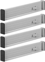 mDesign Expandable Dresser Drawer Divider with Foam Ends, Drawer Divider Locks in Place, Separators for Clothing and Accessories in Closet or Dresser Drawer, Ligne Collection, 4 Pack, Gray/Black by mDesign