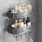 Rectangle Shower Caddy Suction Cup, Gray (2 Pack) by Laungborf