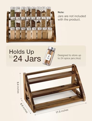 Tinamo Acacia Wood Spice Rack, 3-Tier Spice Rack Organizer for Countertop - Image 2