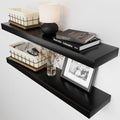 Solid Wood Floating Shelves for Wall 30 Inches Long, Black Wooden Shelf by BAOBABWORKSHOP