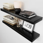 Solid Wood Floating Shelves for Wall 30 Inches Long, Black Wooden Shelf by BAOBABWORKSHOP
