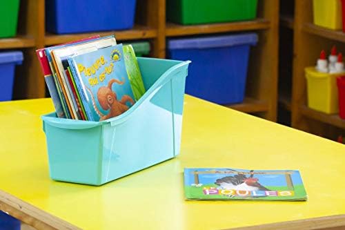 Storex Large Book Bin, Interlocking Plastic Organizer for Home, Office and Classroom, Purple, 30-Pack (71117U06C) - Image 7