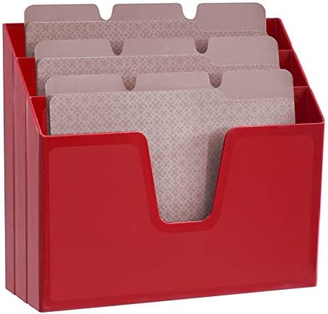 Acrimet Horizontal Triple File Folder Organizer Sorter, Letter Size, Red - Image 5