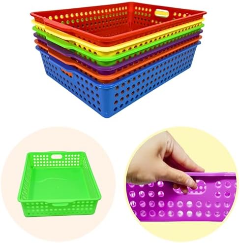 4E's Novelty 6 Pcs Colorful Plastic Classroom Storage Bins 13.75" X 10.25" for Organizing A4 Papers Trays, Turn In Containers Kids School Teachers Classroom Organization & Storage Supplies - Image 6