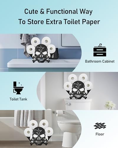 Skull Toilet Paper Holder Stand, Decorative Toilet Paper Storage - Image 5