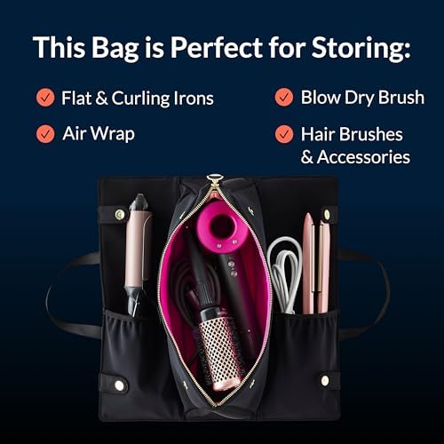 KUSSHI Hair Tools Bag - Oprah’s Favorite Things Winner - Neoprene Hair Tools Travel Bag & Hair Accessories Organizer Case (Black) - Image 5