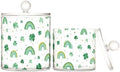 Green Shamrocks and Rainbows Qtip Holder Waterproof Dustproof Apothecary Jars with Lids For Bathroom Cotton Swabs Makeup Sponges Floss Picks Bath Salts 2 Pack by Tatenale