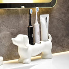 Creative Dachshund Toothbrush Holder, Cute Dachshund-Shaped Toothbrush Holders, Ceramic Bathroom Countertop Accessories, Personalized Decoration, for Bathroom Home(White) - Image 3
