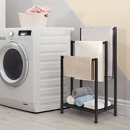 Freestanding Towel Rack, 3 Tier Metal Towel Rack, Black - Image 7