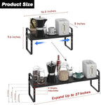 3 Pack Expandable Cabinet Countertop Shelves, 16.5"-27" L, Black - Image 2