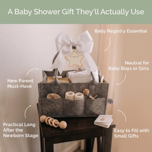 Parker Baby Co. Felt Diaper Caddy Organizer - Large, Charcoal - Image 6