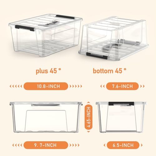8 Pack Clear Plastic Storage Bins with Lids and Handle, Small Stackable Latching Storage Boxes for Organization (5 Quart) - Image 2