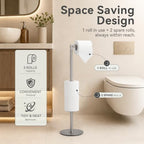Toilet Paper Holder Stand Freestanding, Heavy Duty Bathroom Tissue Holder Brushed Nickel - Image 3
