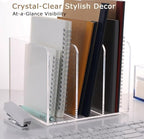 Acrylic Desk File Organizer, 3-Section Vertical File Folder Rack,Clear - Image 2