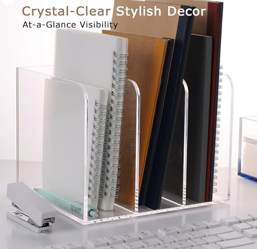 Acrylic Desk File Organizer, 3-Section Vertical File Folder Rack,Clear - Image 2