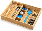 HULISEN Double Layer Bamboo Utensil Drawer Organizer for Silverware Cutlery by HULISEN