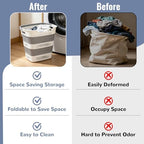 2 Pcs Collapsible Laundry Baskets, 43L Plastic Laundry Hamper for Dirty Clothes Dorm Bedroom, Space Saving Pop-Up Laundry Hamper Container, Foldable Durable Laundry Basket with Handle - Image 6