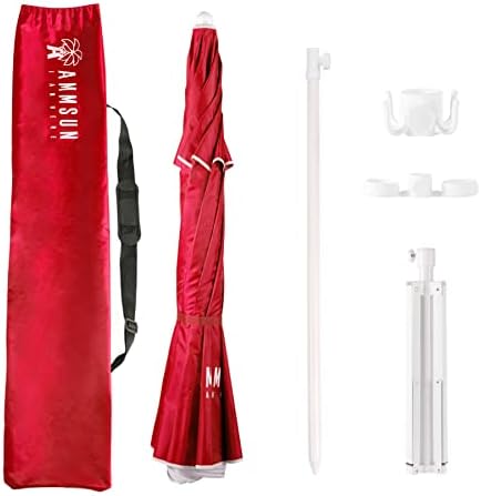 AMMSUN Shade Umbrella, Premium Portable Umbrella with Stand, 6.5ft Lightweight Free Standing Canopy for Sporting Games, Adjustable Instant Sun Protection and Easy to Carry, Red - Image 6