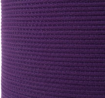 16"x20" Extra Large Cotton Rope Basket with Zipper Lid, Woven Laundry Hamper and Blanket Storage Basket, Round Clothes Bin for Living Room Bedroom, Purple - Image 4
