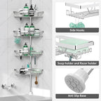 DAOYA Corner Shower Caddy Tension Pole - Chrome Tension Rod Shower Caddy - Image 5