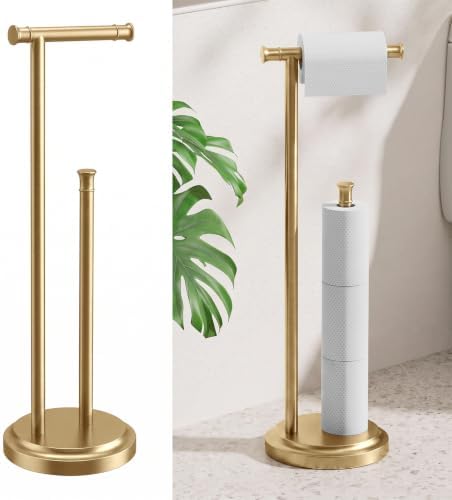 Hoimpro Toilet Paper Holder Stand Bathroom Free Standing Brushed Gold by Hoimpro