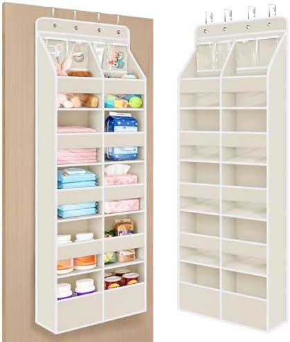 Univivi Upgraded Over Door Organizer for Baby Stuff, Beige Pattern, 6-Shelf by Univivi