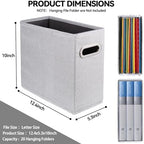 4 Pack Letter Size File Storage Box Collapsible, Fabric Hanging File Folders Organizer, Portable Office Document Holder with Metal Handle, Smooth PVC Rails, Light Gray - Image 2