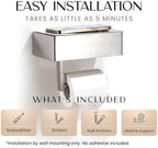 Day Moon™ - Toilet Paper Holder with Shelf - Modern Roll Holder for Bathroom - 1 Pack - Wall Mount - with Storage, Polished Chrome - Image 5