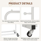 Sywhitta Metal Clothing Rack on Wheels with Bottom Shelf, for Clothes,White - Image 4