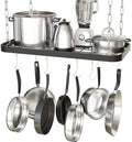 Hanging Pots and Pans Organizer Rack for Ceiling Wall Mount Grid Kitchen Pot Storage Shelves for Utensils, Cookware with 8 S Hooks (24.4 x 11.8 x 1.2 inches)- JACKCUBE DESIGN MK397B by JACKCUBEDESIGN