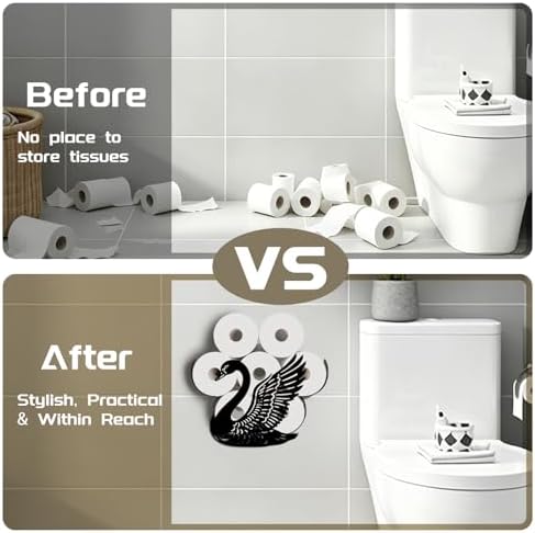 Swan Toilet Paper Holder Wall Mount/Stand for Extra 8 Rolls - Image 5