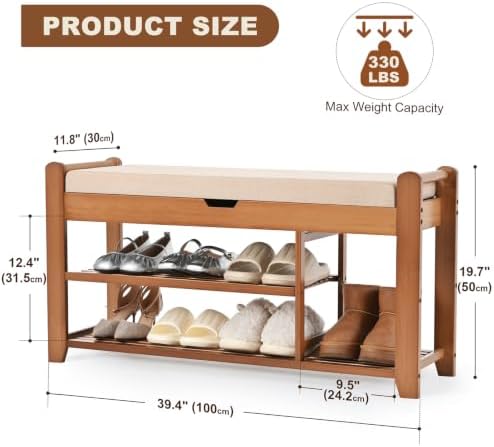 39.4in Shoe Bench with Coat Rack, Entryway Shoe Rack Organizer for Hallway - Image 2