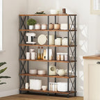 HOOBRO Corner Bookshelf, 6-Tier L-Shaped Bookcase, Industrial Open Display Shelf Tall Storage Organizer, Vertical Storage Rack, for Living Room, Home Office, Rustic Brown and Black BF61SJ01 - Image 6