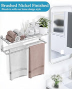VOTZAAQ Towel Racks for Bathroom - 24 in Bath Towel Shelf with Double Towel Bar, Stainless Steel Towel Storage for Lavatory Wall Mounted, 2-Tier Towel Hanger Towel Holder, Brushed Nickel - Image 5