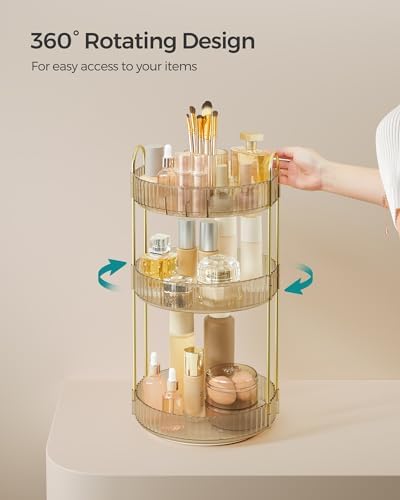 SONGMICS 3-Tier Makeup Organizer, Round Rotating, Customizable - Image 3
