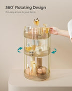 SONGMICS 3-Tier Makeup Organizer, Round Rotating, Customizable - Image 3