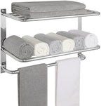 Towel Rack for Bathroom, DEWVIE 23 Inch Tower Holder with Tower Bars, SUS 304 Stainless Steel Lavatory Bath Towel Shelf Towel Hanger Wall Mount, 3-Tier (Brushed Nickel) by DEWVIE