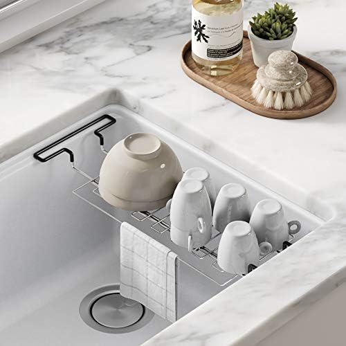 Kraus Multipurpose Stainless Steel Kitchen Sink Large Drying Rack, Sponge Holder, Sink Caddy with Towel Bar, Expandable 15 7/8 in. to 18 7/8 in., KCD-2 by Unknown