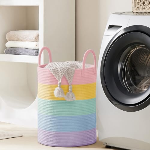 YOUDENOVA Cotton Rope Laundry Hamper Basket, 58L Blanket Basket for Nursery - Image 6