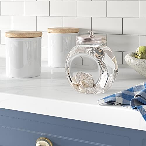 Glass Cookie Jars for Kitchen Counter (3 Pack) 75oz Food Storage Canisters with Airtight Lids + Marker & Labels, Coin & Penny Jar for Candy Buffet, Coffee, Laundry Detergent Holder - Image 4