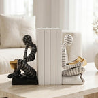 Thinker Bookends for Shelves, Decorative Book Ends, Heavy Duty Book Stoppers for Home Office Bookshelf Decoration, Modern Aesthetic Statue Decor by GlimsdeerDesign