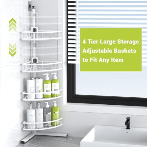 Standing Shower Caddy Corner - 4-Tier Rustproof Bathroom Shower Stand Shelf - Image 4