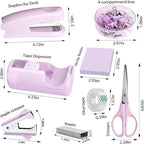 Purple Office Desk Accessories Set, Complete Supplies Kit with Organizer - Image 2