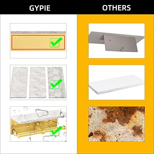 Gypie Brushed Gold Toilet Paper Holder with Marble Shelf, Double Rolls - Image 5