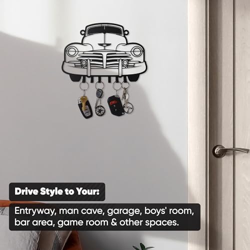 MOOH Metal Automotive Key Holder with 6 Hooks - Unique Wall Mounted Car Lovers Gifts for Men & Women - Cool Man Cave Decor - Image 5
