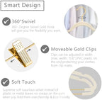 MIZGI Premium Velvet Pants Hangers with Adjustable Clips (Pack of 20) - Slim Skirt Hangers - Non Slip Felt - Ivory/Gold - Image 2